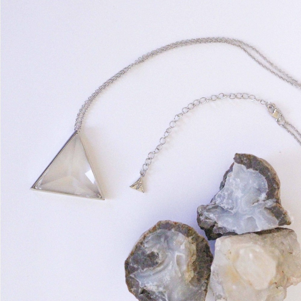 Crystal Triangle (CLARITY) NECKLACE - SILVER - Picture 10 of 14